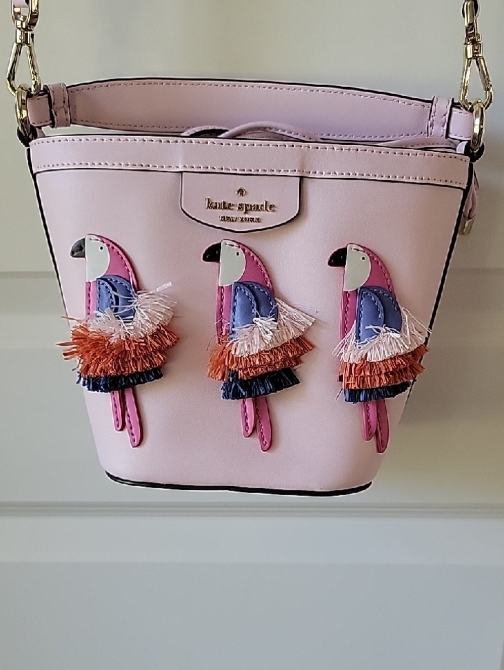 kate spade Pippa Flock Party Small Bucket Bag With 3 Parrot Applique - Picture 3 of 16